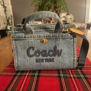 Coach Denim Satchel with Gold Accents